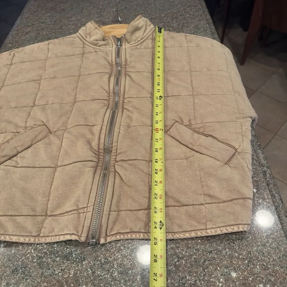 Rare Free People Quilted Dolman Knit Jacket Toasted Coconut Mushroom M oversize - Picture 9 of 13